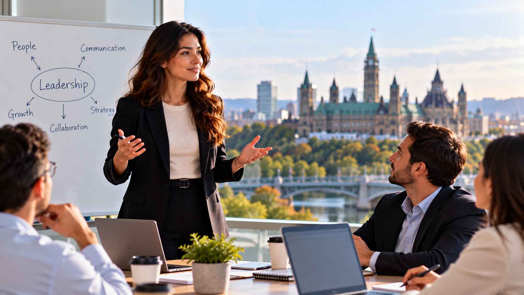 Leadership in a Sunlit City Office